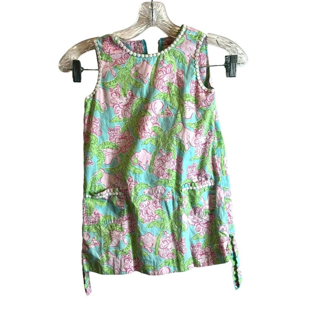 Lilly Pulitzer Toddler Girls Lined Mini Dress Sleeveless Side Tassel Pink Size 5